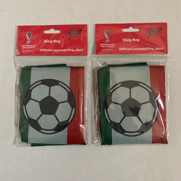 World Cup Qatar 2022 Lot Of 2 Soccer Mexico Sling Bag 17"x 13.5" Brand New - Picture 1 of 11